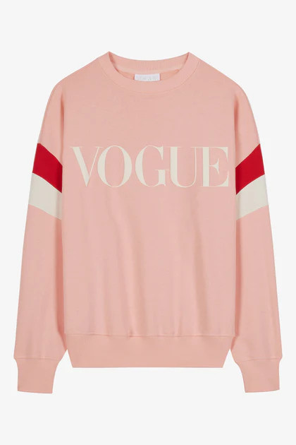 Sweatshirt VOGUE rose avec logo imprimé écru | Vogue FR