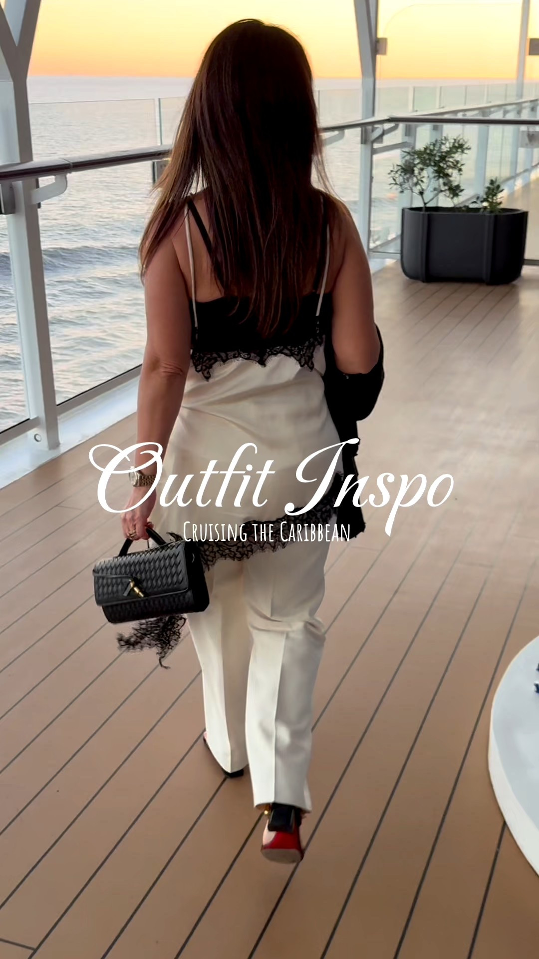 Caribbean cruise evening outfit inspo. Enjoying the warm breezes and stunning views all while looking fabulously put together. This place top is everything!  Size XS 

#LTKgrwm #LTKTravel #LTKootd