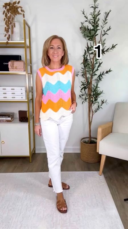 Almost any top goes with white jeans. Here are 10 styles I like to pair with mine!

1 small runs big
2 XS runs tts
3 XS runs tts (very shear)
4 00 runs tts
5 XS runs tts
6 XXS runs big
7 XS runs VERY small
8 XS runs big
9 XXS runs big
10 PP runs tts

#LTKVideo #LTKStyleTip #LTKOver40
