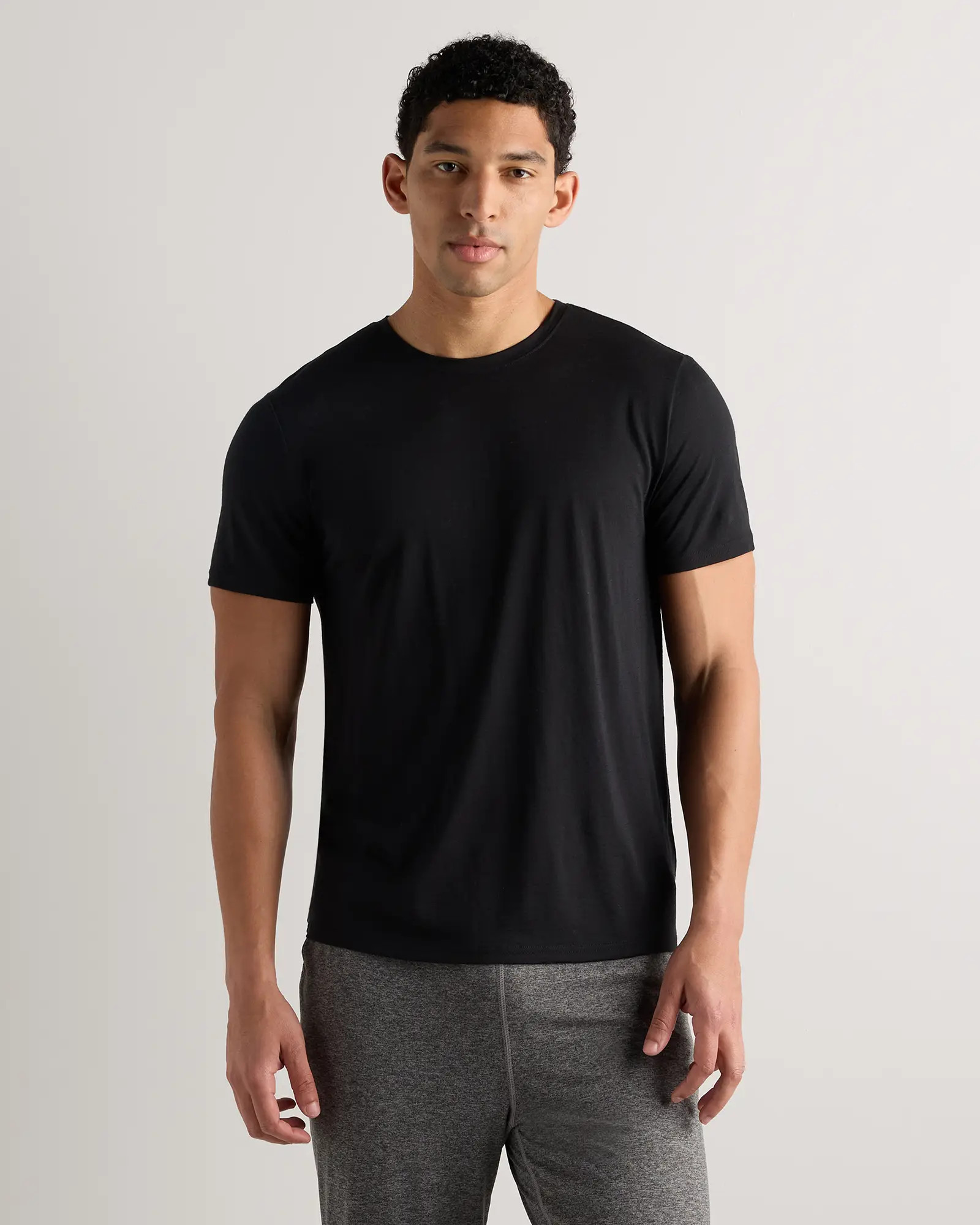 100% Merino Wool All-Season Short Sleeve Base Layer Tee in Black | Quince