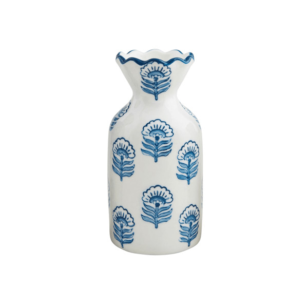 Medium Blue Floral Print Bud Vase | Mud Pie