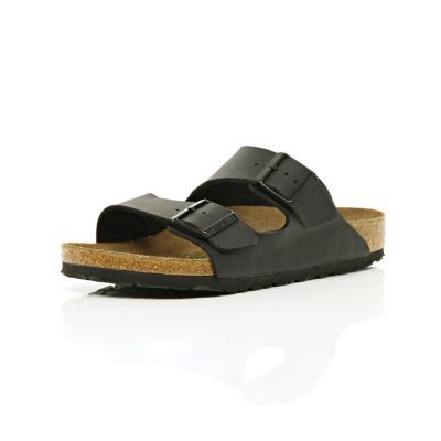 Black Birkenstock double strap mule sandals | River Island (US)