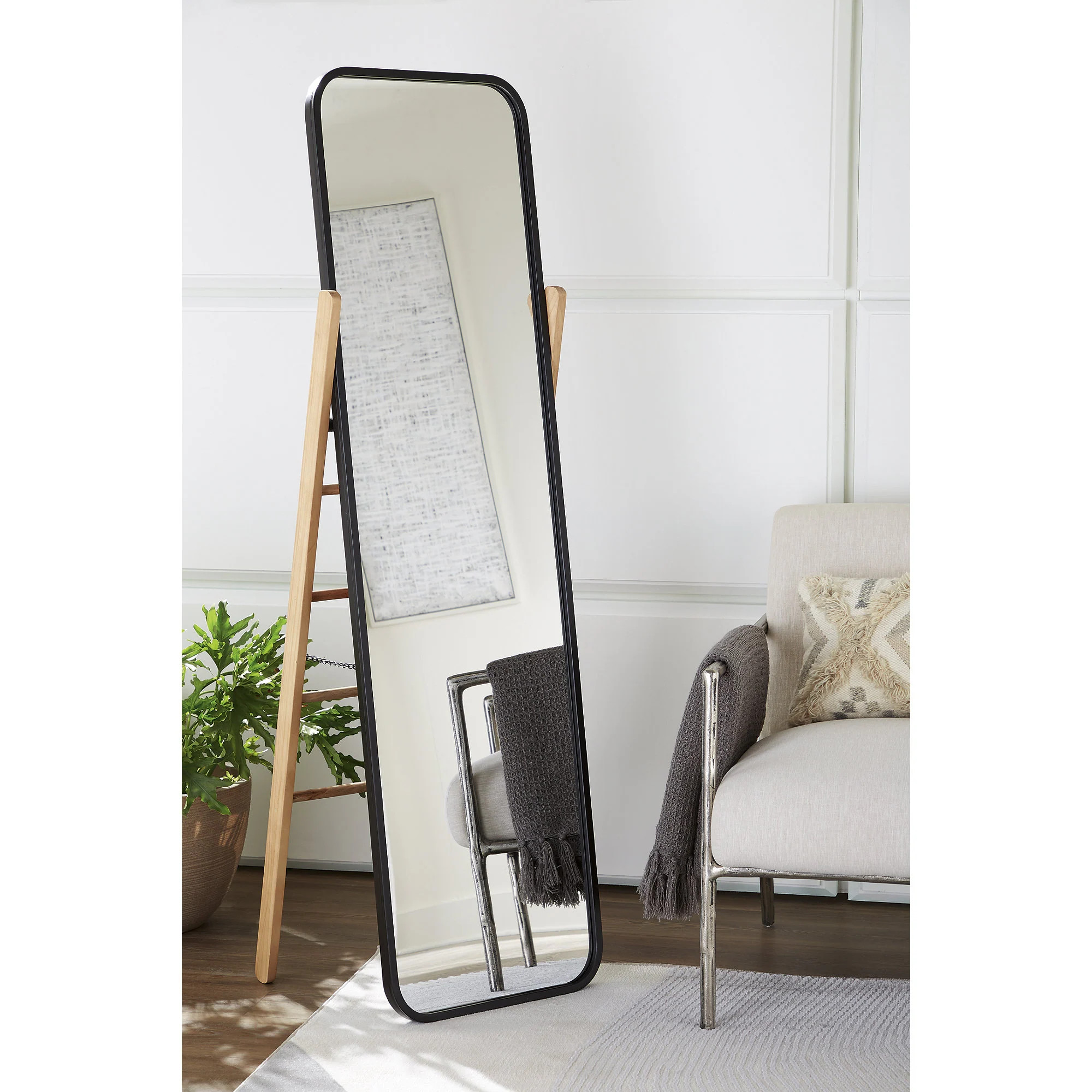 Signature Design by Ashley Bronick Black/Light Brown Floor Mirror - 20" W x 16.5" D x 66" H | Bed Bath & Beyond
