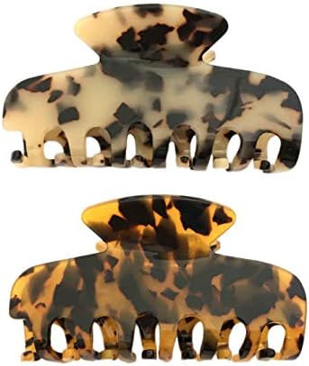 Hcimooy 2PCS Acrylic Hair Claw Banana Clips Celluloid French Design Leopard print Tortoise Barrettes | Amazon (US)