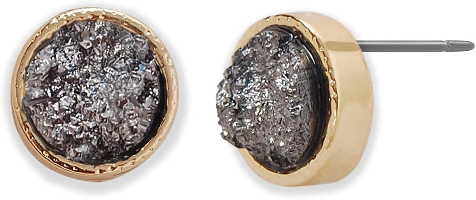 Humble Chic Simulated Druzy Stud Earrings - 10mm Gold Tone Small Dainty Stud Earrings for Women | Amazon (US)