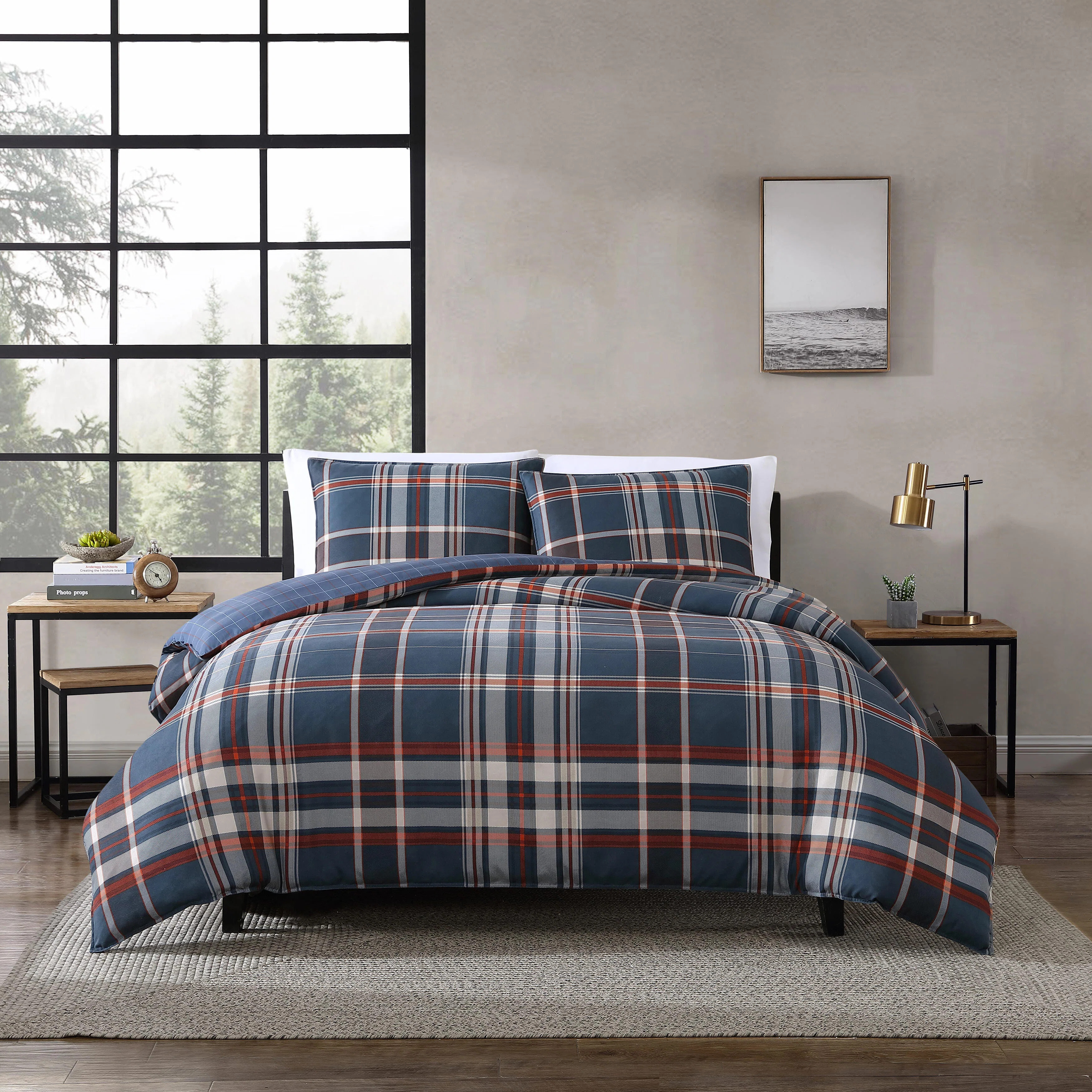 Eddie Bauer Shasta Lake Reversible Navy Duvet Cover Set | Wayfair | Wayfair North America