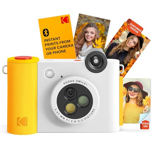 Kodak Smile+ 2-in-1 Digital Instant Print Camera & Wireless Bluetooth Photo Printer - 10MP, Special-Effect Rotating Lens, Zink 2x3” Sticky-Back Photos, Print via Fun App from Smart Devices - White | Amazon (US)