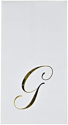 100 Gold Monogram Guest Napkins Letter G Disposable Paper Pack Elegant Metallic Golden Foil Dinne... | Amazon (US)