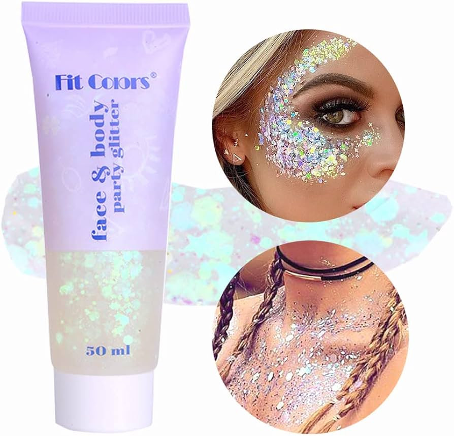 Yeweian White Face Body Glitter, Singer Concerts Music Festival Rave Accessories, Mermaid Face Gl... | Amazon (US)