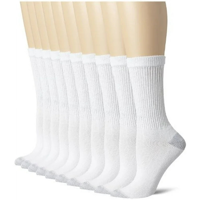 Hanes Big and Tall Women's 10 Pack Crew Sock, White, Shoe Size: 5-9 - Walmart.com | Walmart (US)