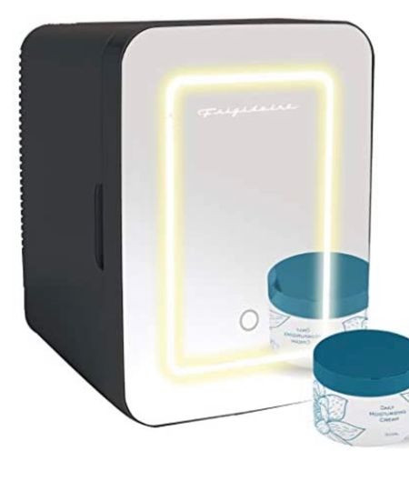 LED mirrored door mini fridge. Great for skincare or bottled water by the bed (😃). Would be good for dorm rooms also. It comes in multiple colors. Also, has the ability to do warm instead of cold  

#LTKhome #LTKbeauty #LTKFind