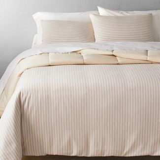 Full/Queen Heavyweight Linen Blend Stripe Comforter &#38; Sham Set Natural - Casaluna&#8482; | Target