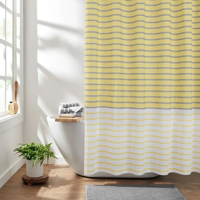 Gap Home Easy Stripe Organic Cotton Shower Curtain Yellow 72"x72" | Walmart (US)