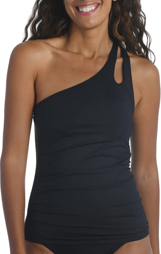 Island Goddess Ruched One-Shoulder Tankini Top | Nordstrom