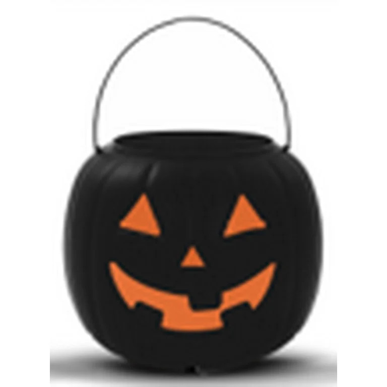 Halloween Plastic Black & Orange Jack-o'-Lantern Pail, 8.5 in, by Way To Celebrate | Walmart (US)