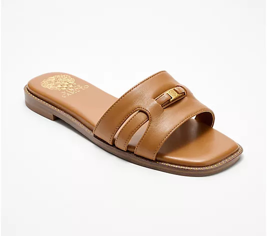 Vince Camuto Padded Leather or Textile Slide Sandals - Nelanna - QVC.com | QVC
