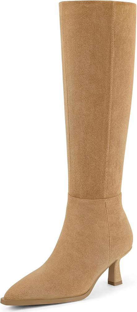 MUCCCUTE Knee High Boots for Women Tall Boots Kitten Heel Pointed Toe Slip On Comfort Fall Long B... | Amazon (US)