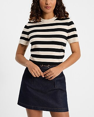 Skimming Striped Short Sleeve Sweater Tee | Express