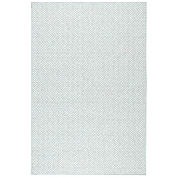 Herringbone Swedish Blue Machine Washable Rug | Wayfair North America