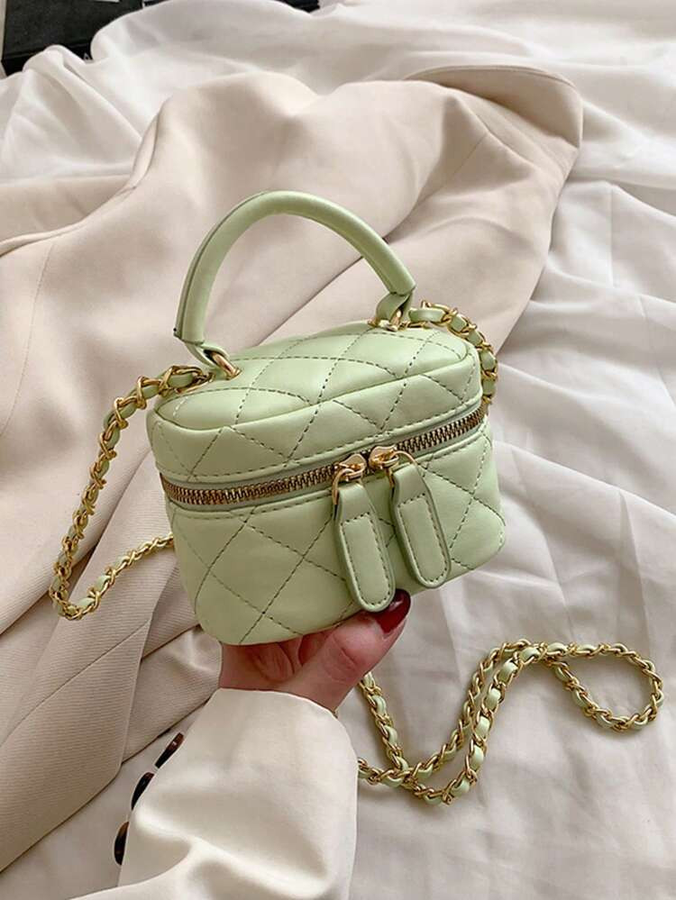 1 Stück Handtasche Mit Strass-Stickerei, Personalisierte Kreative Kettentasche, Lippenstifttasche, Kleine Quadratische Umhängetasche, Angenehmer Stoff, Leicht Und Mit Großer Kapazität, Verstellbarer Schultergurt, Sehr Offener Innenraum, Geeignet Für Den Täglichen Gebrauch Unterwegs | SHEIN