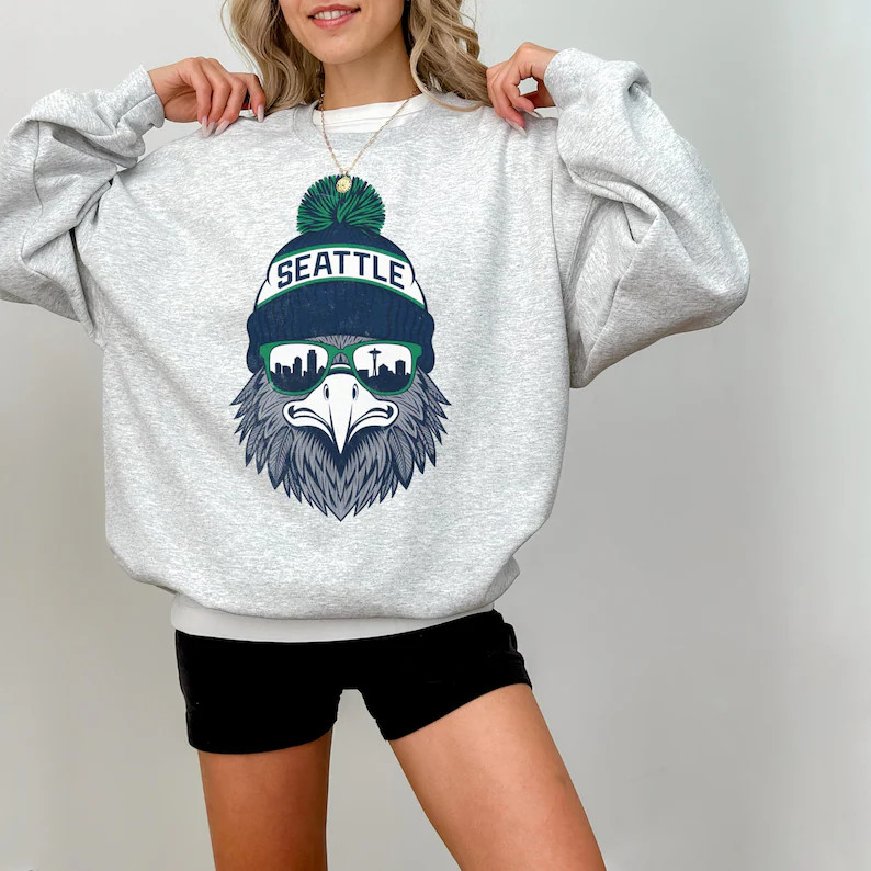 Seattle Football Vintage Sweatshirt – Seahawk Mascot Sports Fan Sweater, Unisex Game Day Graphi... | Etsy (US)