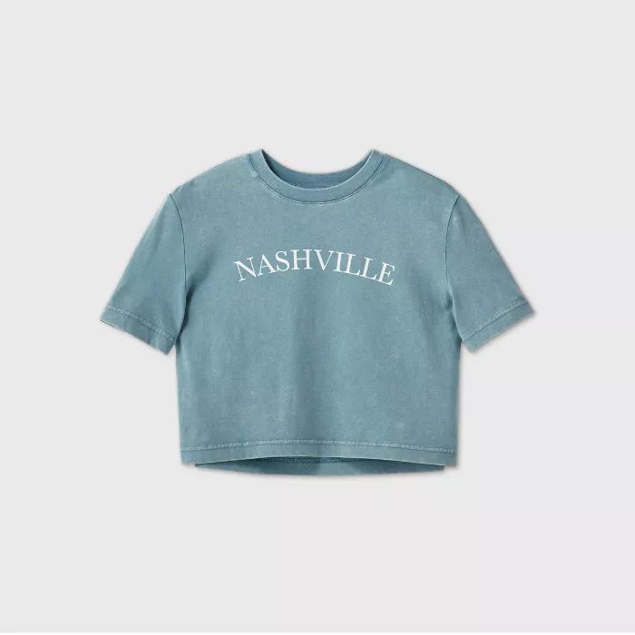 Women's 'Nashville' Cropped Lounge T-Shirt - Colsie™ Teal | Target