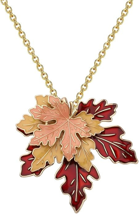 LQRI Maple Leaf Necklace Tri-Color Metal Maple Leaf Pendant Women Long Necklace Canadian Maple Le... | Amazon (US)