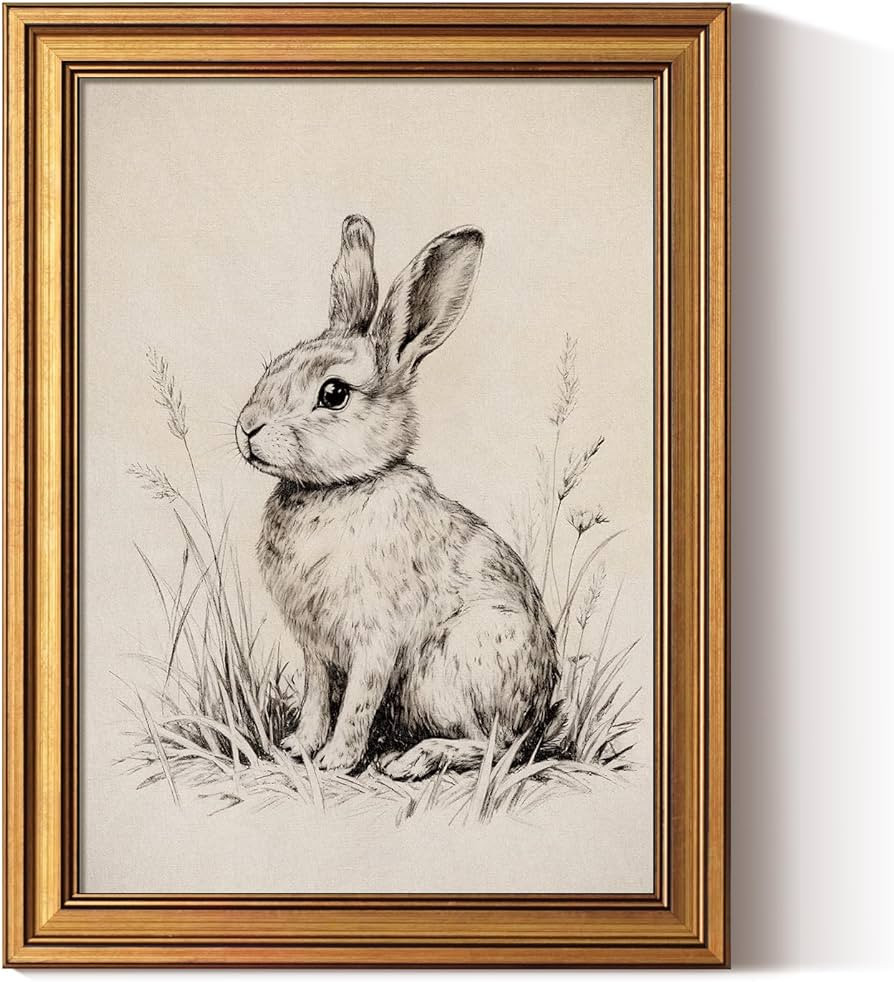 ARPEOTCY Gold Framed Art Prints, Easter Bunny Art Decor for Nursery Kids Room,12x16inch, Vintage ... | Amazon (US)