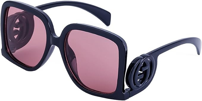 Women's Fashion Personalised Large Frame Sunglasses Cool Logo Square Sunglasses Travel Holiday Ac... | Amazon (US)