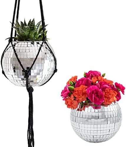 Havenstone Home Hanging Disco Ball Planter 6" with Flat Base - Includes Self-Watering Insert + Black | Amazon (US)