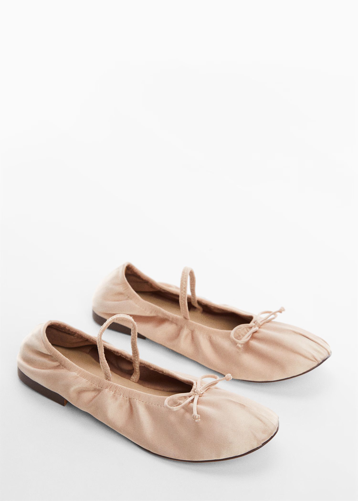 Elastic satin ballerina shoes - Woman | MANGO USA | MANGO (US)