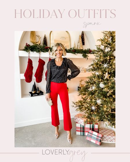 Holiday outfit idea! Wearing an XS in the top and pants - use code: BRITTANYXSPANX for 10% off! 

Loverly Grey, holiday outfit 

#LTKstyletip #LTKHoliday #LTKsalealert