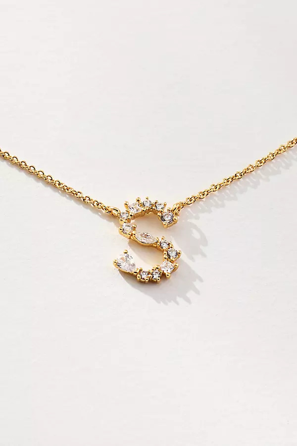 Delicate Crystal Monogram Necklace | Anthropologie (US)