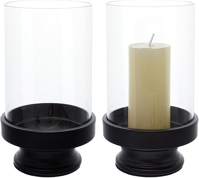 2PCS Black Hurricane Glass Candle Holders, Candle Sticks Holder Decor for Wedding Tables Centerpi... | Amazon (US)