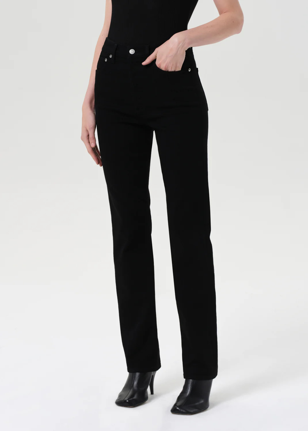 90's Pinch Waist High Rise Straight Long (Comfort Stretch) in Cover | AGOLDE