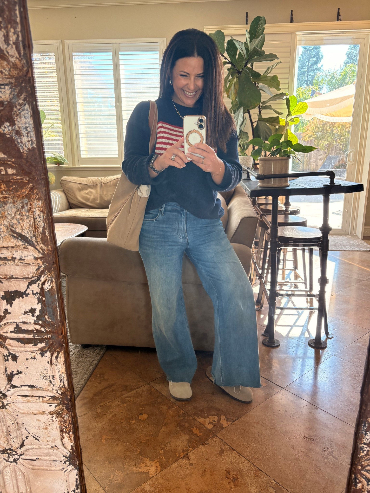 Twin Day at school today, I twined with my work bestie and fellow social studies teacher in our American Flag sweaters and jeans. I found my Birkenstock Bostons in my closet and am ready to wear them all winter! 🇺🇸 

Teacher style
Fall outfit 

#LTKSeasonal #LTKPetite #LTKWorkwear