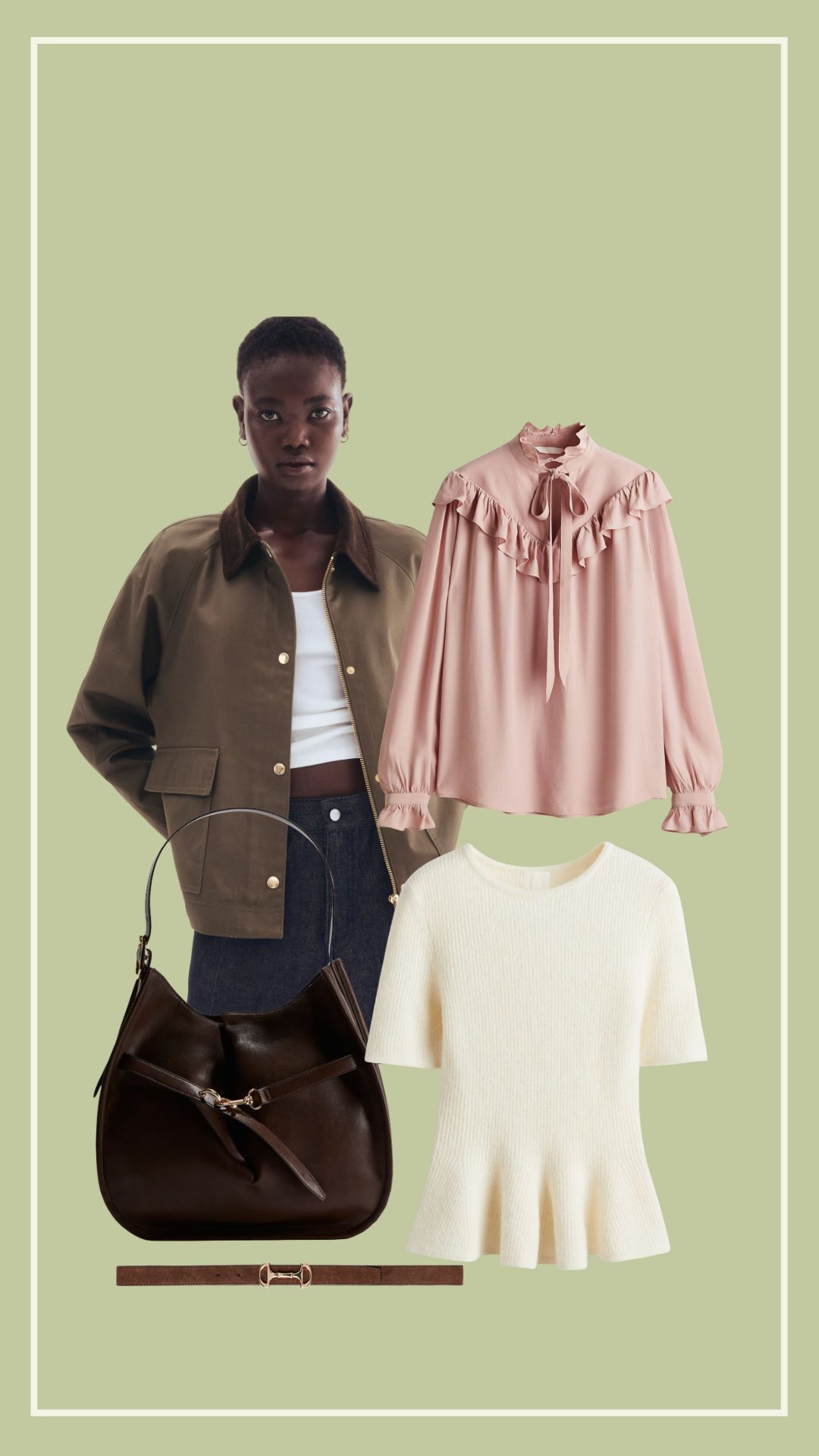 High-street transitional favourites 🤍 Autumn wardrobe, H&M new in. Brown suede, knitwear, barn jacket, elegant silhouette 🫶🏻 

 