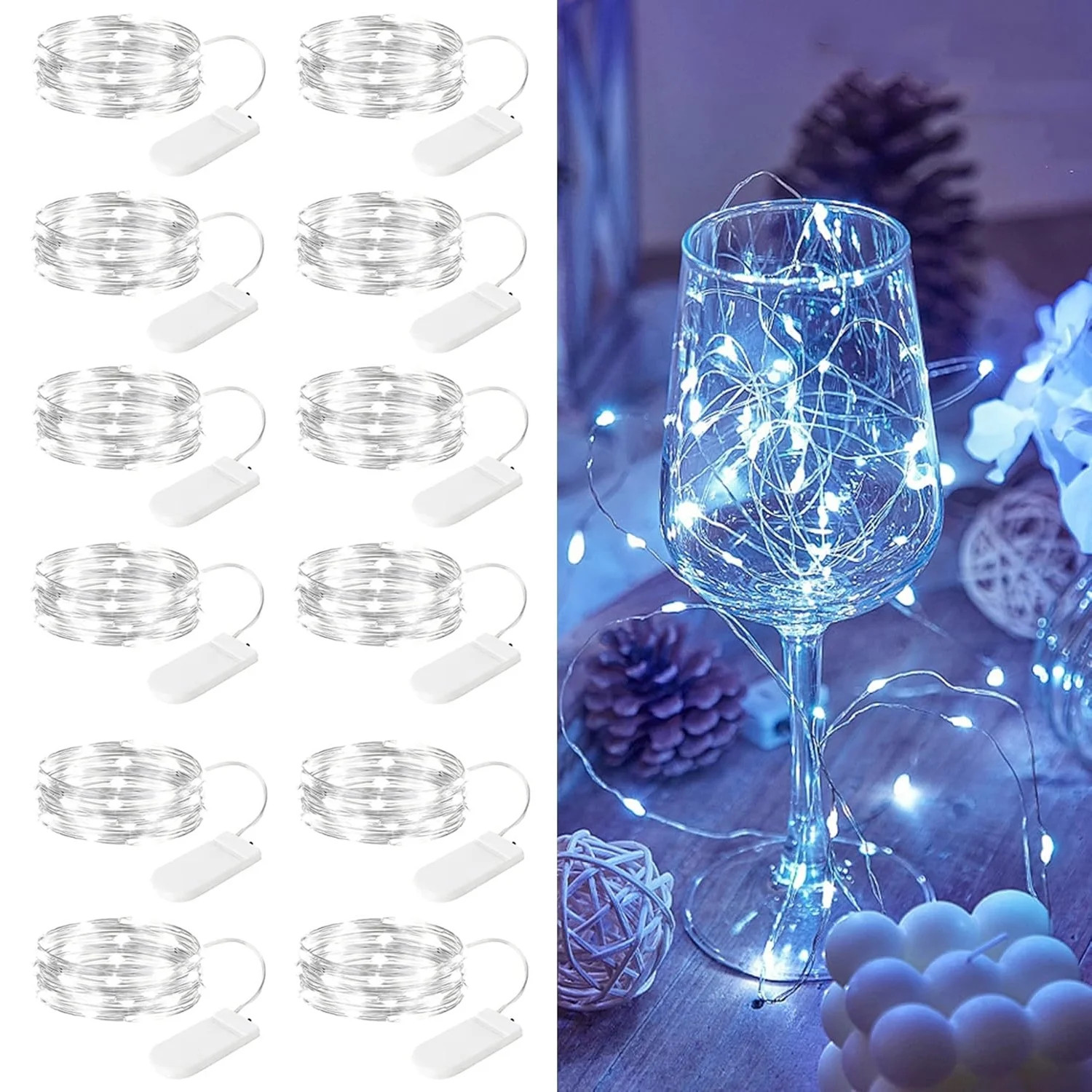 Ayieyill 12Pack Fairy Lights Battery Operated,10ft 30LED Mini String Lights Waterproof Wire Light... | Walmart (US)