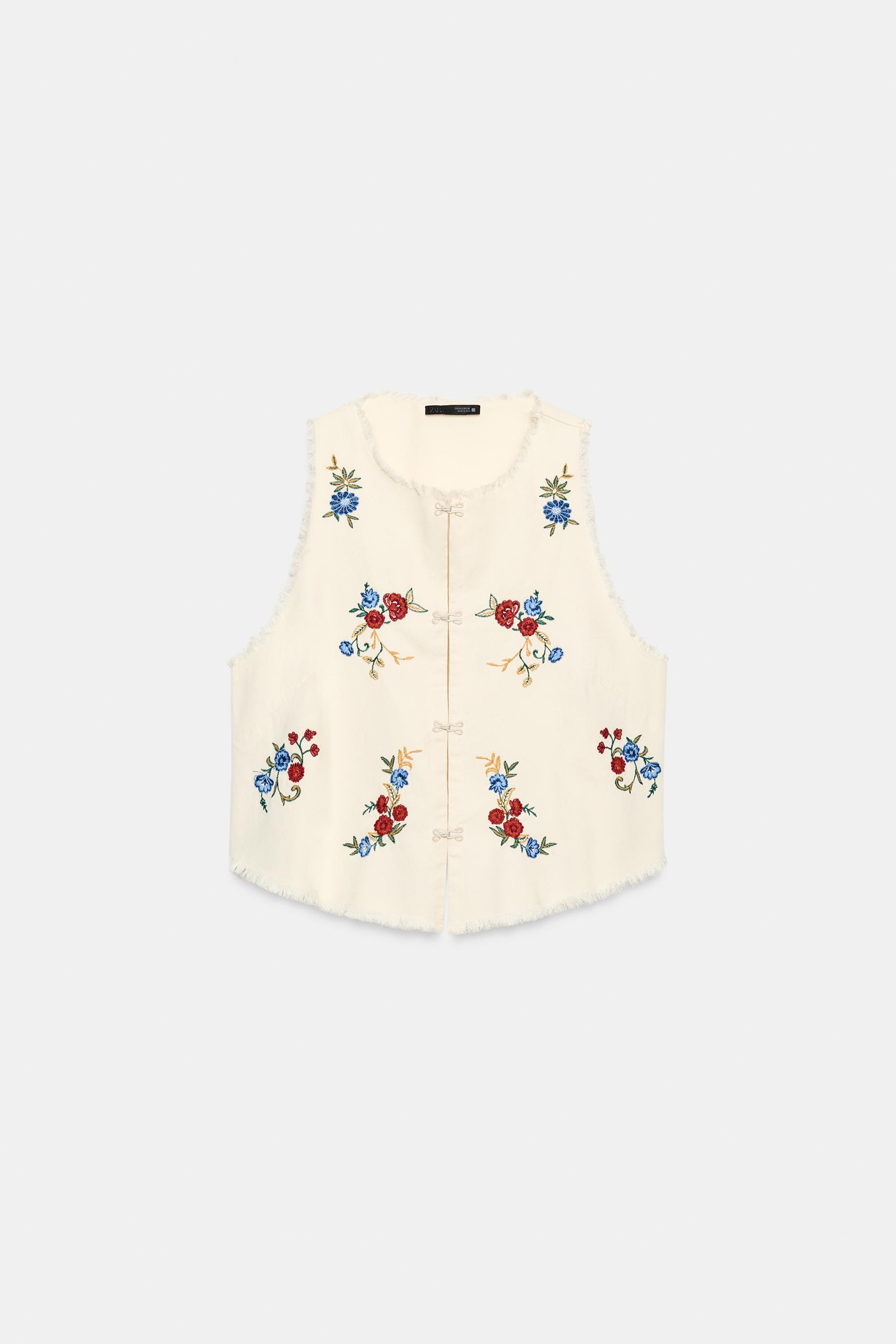 EMBROIDERED VEST TOP | Zara Canada