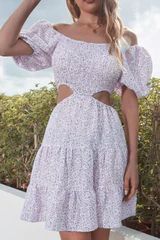 Ditsy Floral Cutout Off-Shoulder Mini Dress | Goodnight Macaroon