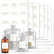 Talented Kitchen 174 Gold Minimalist Bathroom Labels Set with Makeup Labels, Gold Print on White Mat | Amazon (US)