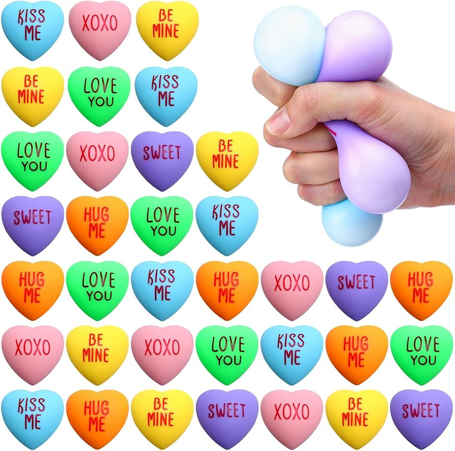 Meooeck 36 Pcs Valentine's Day Stress Relief Toys for Adult Conversation Heart Stress Balls Valen... | Amazon (US)