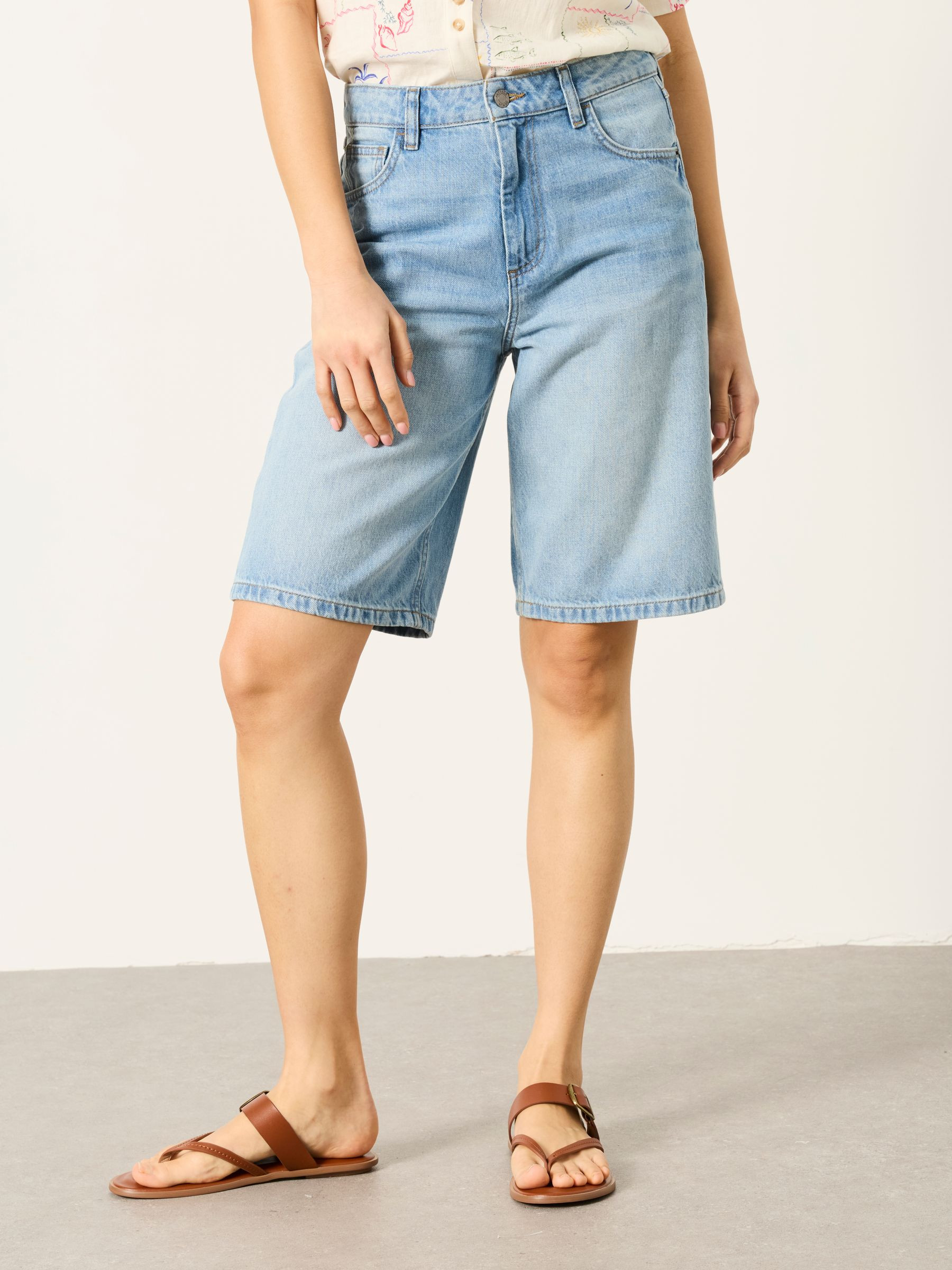 Jordan Denim Lightwash Longline Denim Shorts | Fat Face