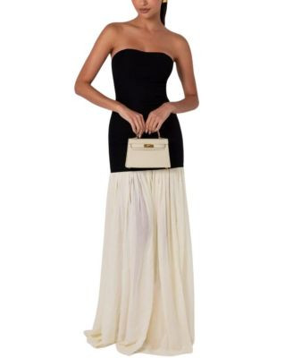 Strapless Cream Chiffon Maxi Dress | Bloomingdale's (US)