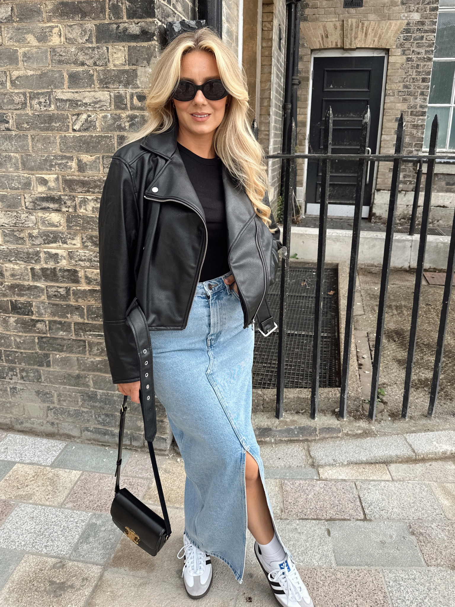 Leather Jacket Denim Maxi Skirt Outfit Ideas Leather Jacket Outfit