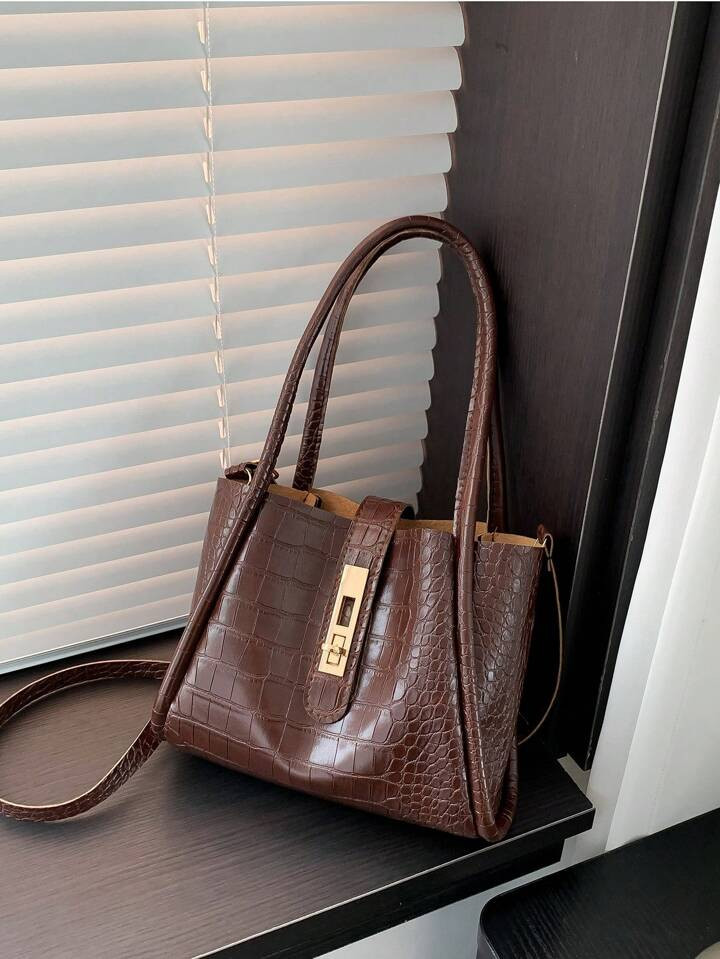 2024 New Crocodile Pattern Women's Handbag, Shoulder Bag, Bucket Bag, Crossbody Bag, Tote Bag For... | SHEIN