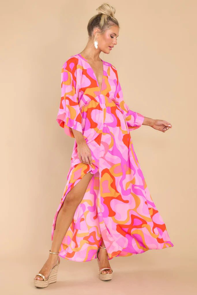 Must Be Love Pink Print Maxi Dress | Red Dress 