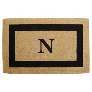 Heavy Duty Brown 22 in. x 36 in. Coir Single Picture Frame Monogrammed N Indoor Outdoor Door Mat | The Home Depot