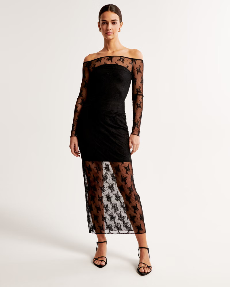 Long-Sleeve Lace Off-The-Shoulder Top | Abercrombie & Fitch (US)