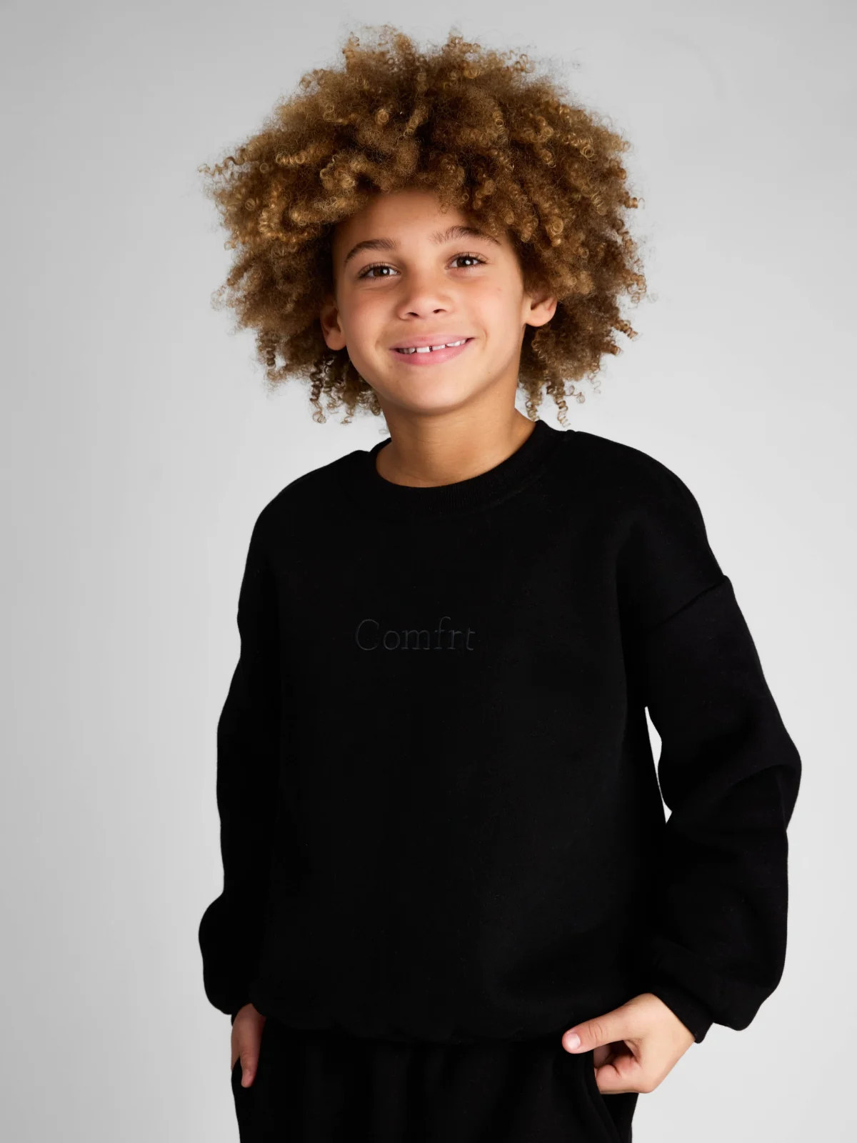 Comfrt Signature Kids Crew Sweatshirt | Onyx Black | Oversized | S | Small | Comfrt
